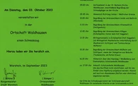 Einladung Schnadezug Waldhausen 2023